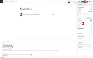 Screenshot of post editor screen in WordPress to illustrate creating a post